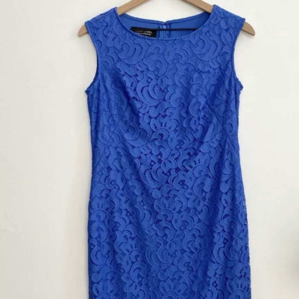 NWT Evan Picone Black Label Women's French Lavender Lace Sheath Dress Sz 2